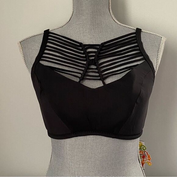 BECCA ETC Women's Plus-Size Electric Current High Neck Swimsuit Bikini Top - Picture 2 of 5